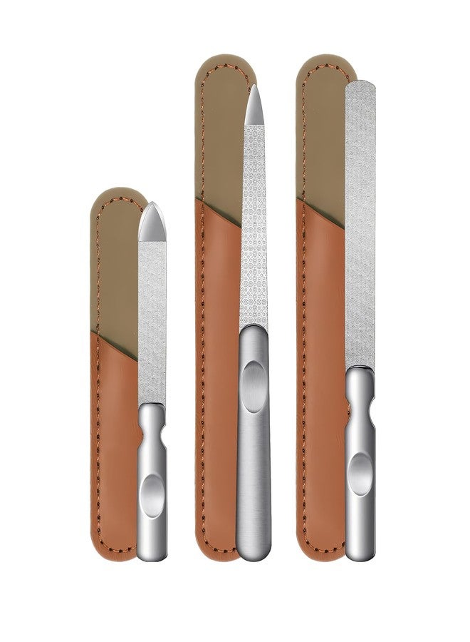 Creztail Metal Nail File (3 Pcs), Nail Files for Natural Nails & Toenails, Thick Nails Made of Stainless Steel, Double Sided Metal Nail Files with Anti-Slip Handle for Fingernail Toenail, Home or Salon Use - Image 1